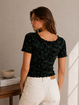 Women Slim Fit Printed Crop T-Shirt