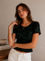 Women Slim Fit Printed Crop T-Shirt