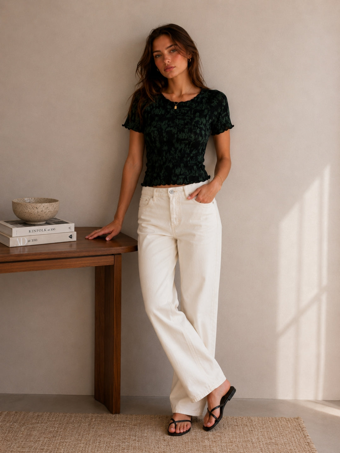Women Slim Fit Printed Crop T-Shirt
