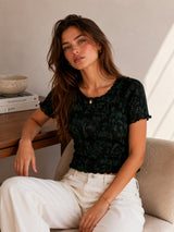 Women Slim Fit Printed Crop T-Shirt
