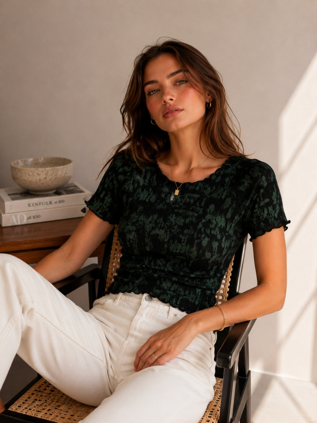 Women Slim Fit Printed Crop T-Shirt