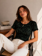 Women Slim Fit Printed Crop T-Shirt