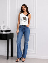 Women's Printed V-Neck Top