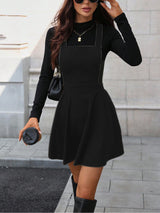 Clobug Women Solid Sleeveless Corduroy Dress