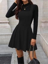 Clobug Women Solid Sleeveless Corduroy Dress