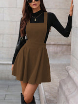 Clobug Women Solid Sleeveless Corduroy Dress