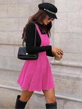 Clobug Women Solid Sleeveless Corduroy Dress