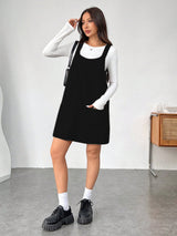 Clobug Women Solid Sleeveless Corduroy Short Dress