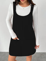 Clobug Women Solid Sleeveless Corduroy Short Dress