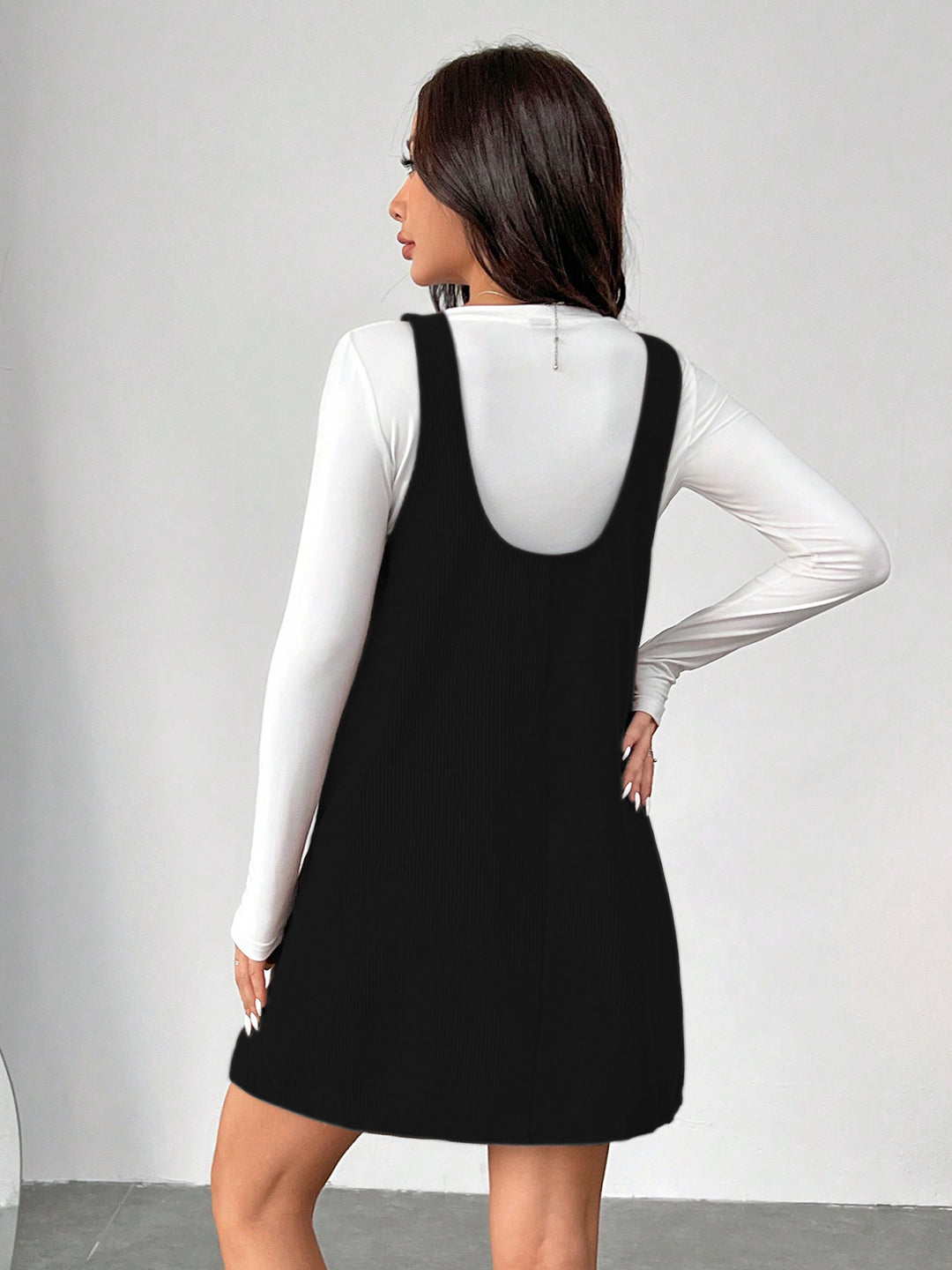 Clobug Women Solid Sleeveless Corduroy Short Dress