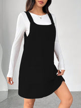 Clobug Women Solid Sleeveless Corduroy Short Dress