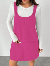 Clobug Women Solid Sleeveless Corduroy Short Dress