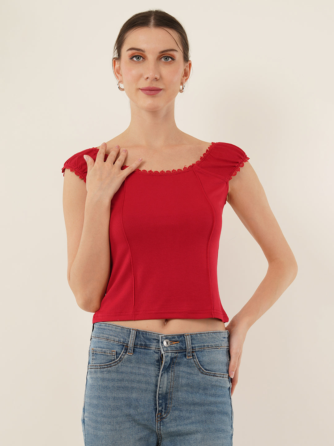 Clobug Women Cotton Blend Short Sleeve Top