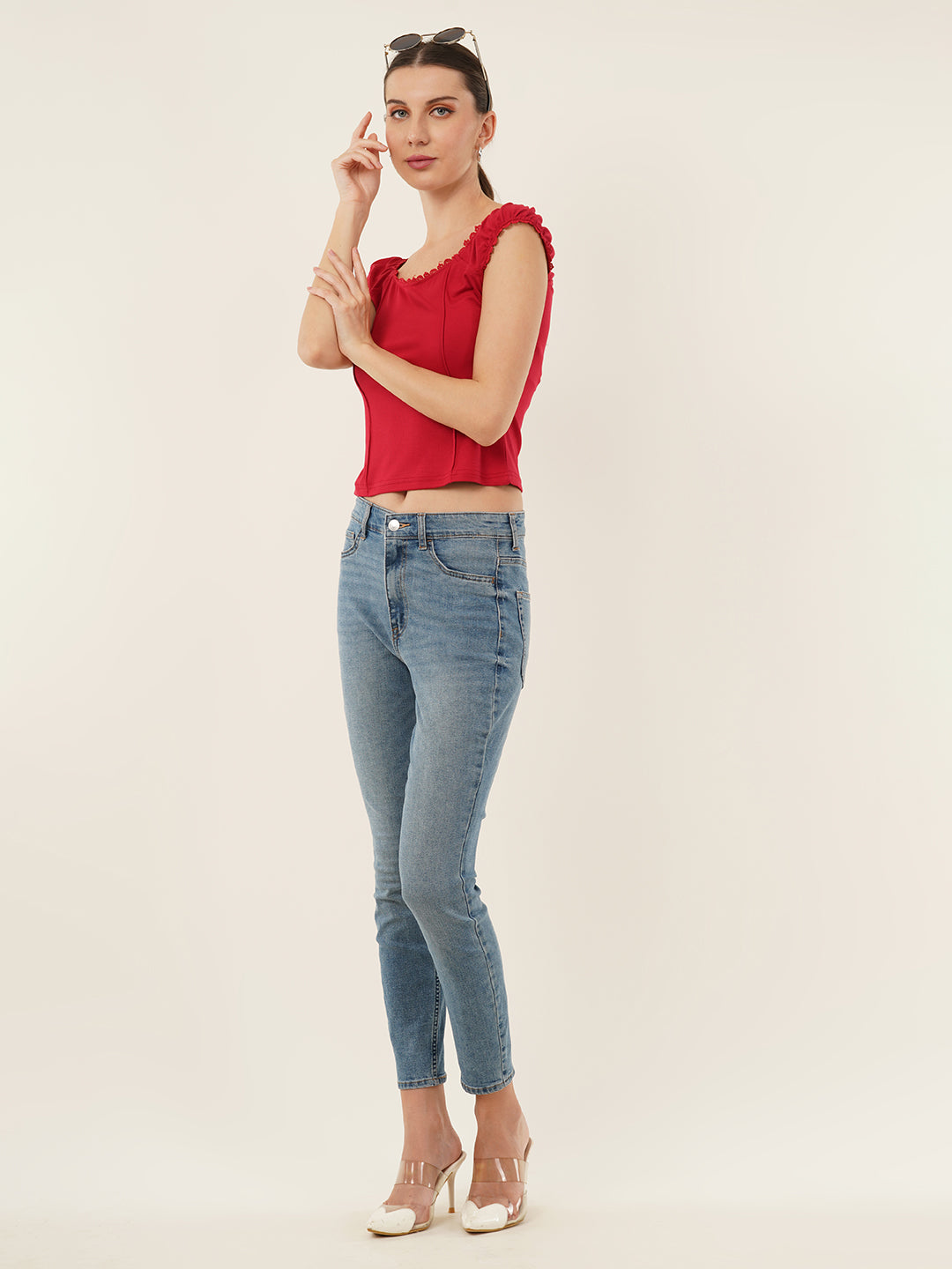 Clobug Women Cotton Blend Short Sleeve Top