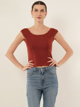 Clobug Women Cotton Blend Short Sleeve Top