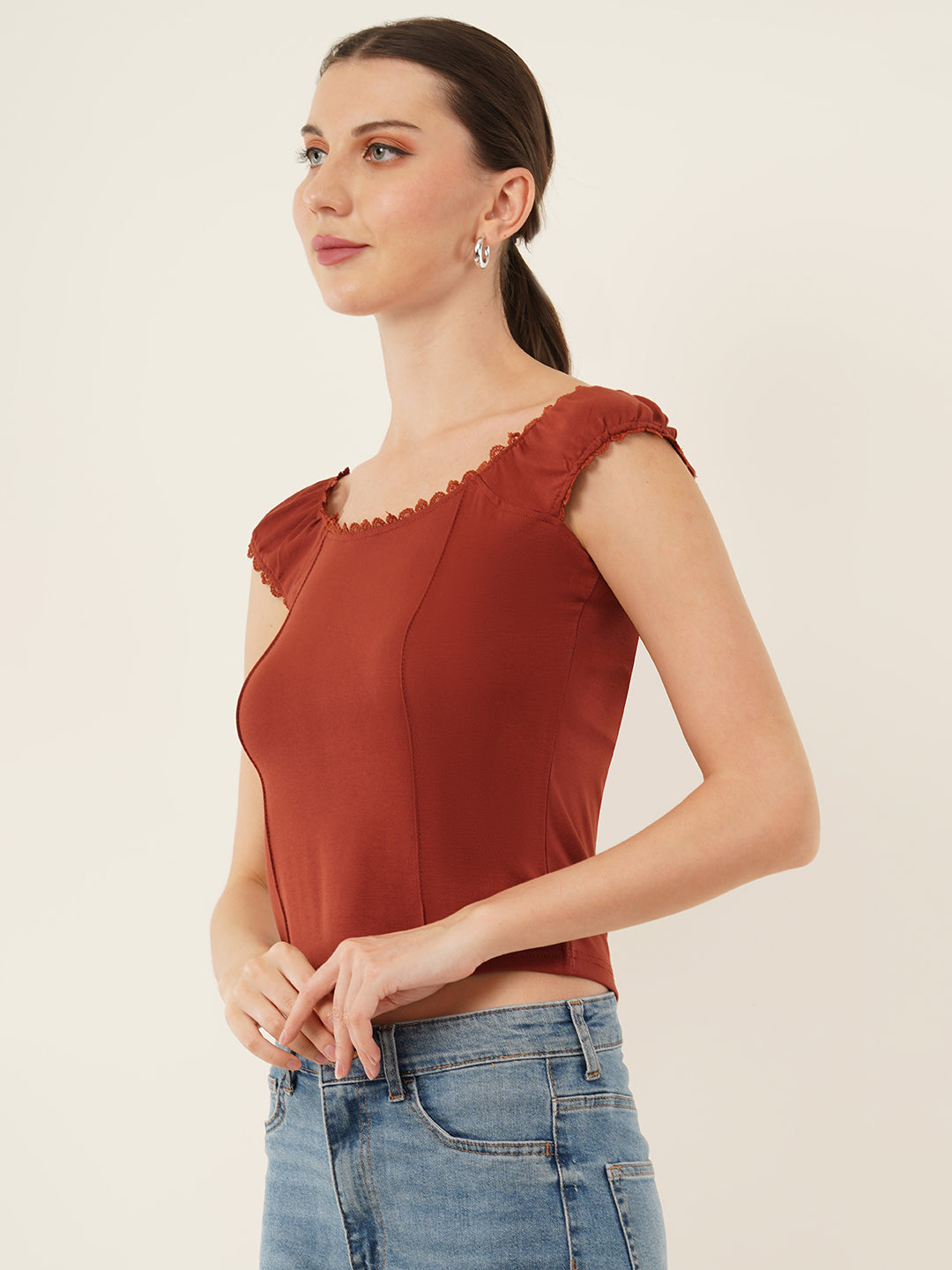 Clobug Women Cotton Blend Short Sleeve Top