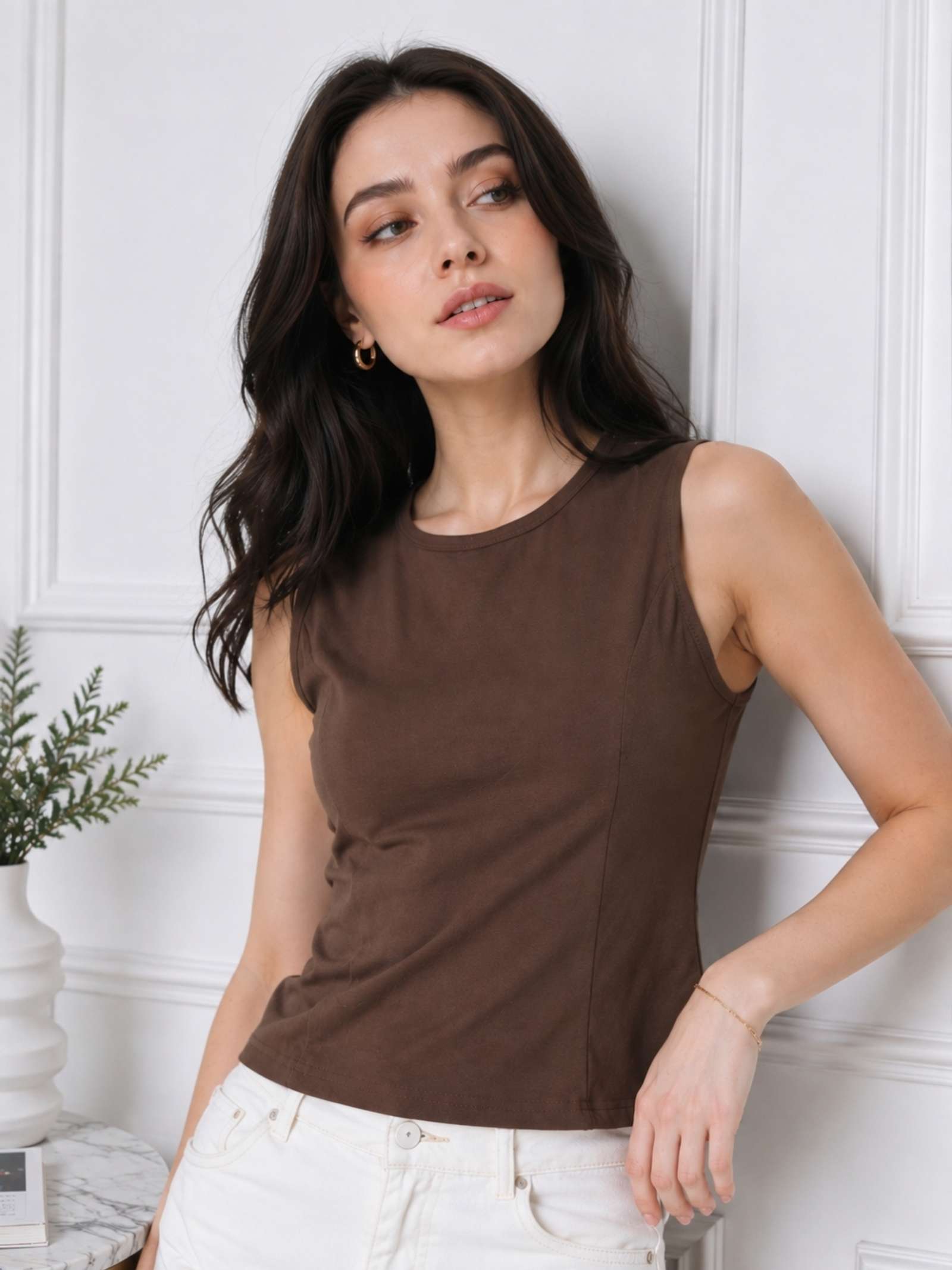 Clobug Women Sleeveless Cotton Top