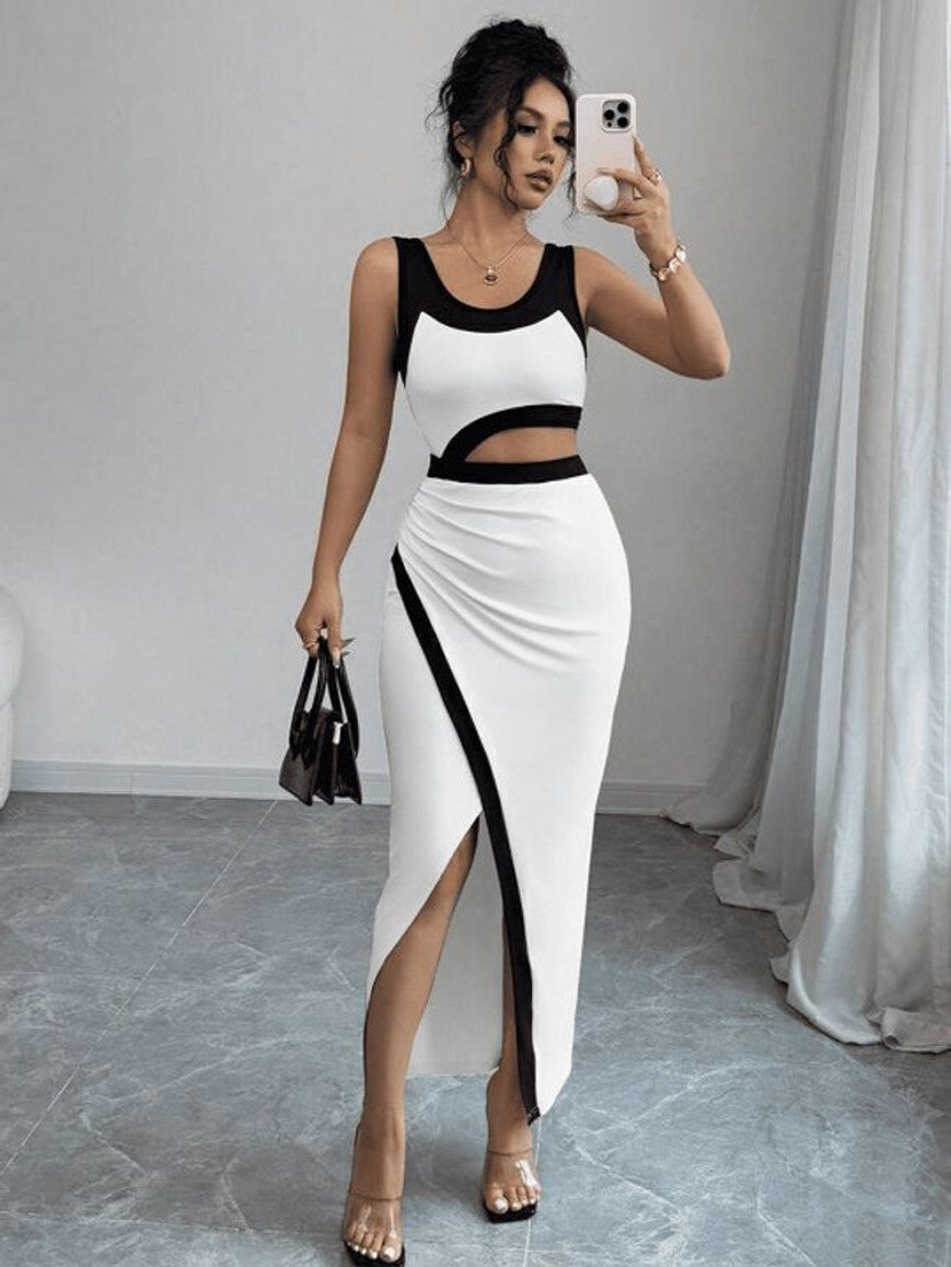Clobug Women Black & White Dress