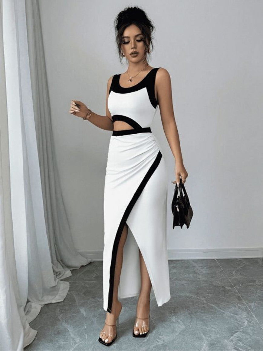 Clobug Women Black & White Dress